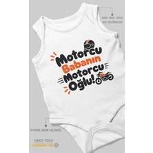 Morivo Kids Motorcu Babanın Motorcu Oğlu Sıfır Kol Bebek Zıbını %100 Pamuk