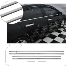 Servet Dizayn Oto Honda Civic Uyumlu 2006-2011 Krom Cam Çıtası 6 Parça Paslanmaz Çelik