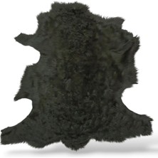 Ottoman Pouffe Hakiki Gerçek Deri Koyun Postu Haki Yeşil 65X82CM
