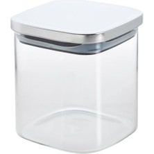 450 ml Metal Kapaklı Borosilikat Cam Kavanoz, Silikon Contalı Kuru Gıda Saklama Kabı, Kahve Çay Baharat Kuruyemiş Için Şeffaf Cam Erzak Kabı, 10 x 10 x 10 Cm, 1 Adet