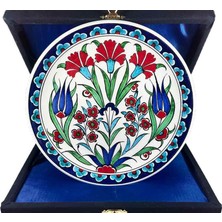 Çini Evi Iznik Çini Tabak  Hediyelik Lale Karanfil Motifli 18 cm