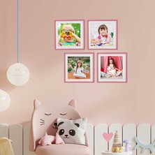 Yapışkanlı Sök Tak Kare Çerçeve - Pembe 3'lü Paket