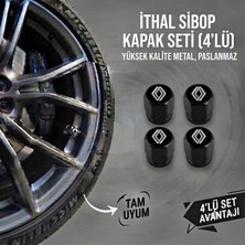 Aksefuar Lazer Renault ile Uyumlu Logolu Alüminyum Siyah Altıgen Sibop Kapak Seti