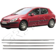 Servet Dizayn Oto Peugeot 307 Uyumlu 2001-2008 Krom Cam Çıtası 4 Parça Paslanmaz Çelik