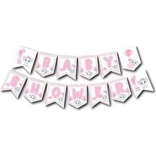 Zikzak Banner Baby Shower Pembe Fil