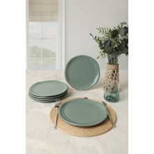 Mat Yeşil Bloom Pasta Tabağı 24 cm 6 Adet 322
