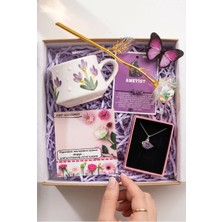 Perry Accessories Kararmaz Çelik Mor Kuğu Kolye ,sonsuzluk Gülü ,ametist Bileklik ve Mor Lotus Kupa Hediye Set