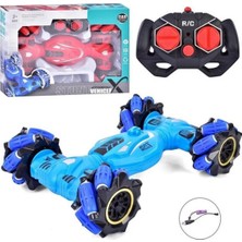 Tastech Rc Drift Araba Yan Yan Giden Speed Atan LED Işıklı Uzaktan Kumandalı 360 Derece Dönen Stunt Rc Araba Mavi