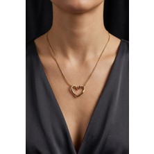Mia Donna Jewelry Mia Donna Italyan Yılan Zincirli Düğümlü Kalp Kolye
