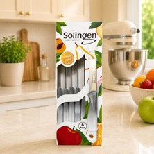 Sariva Home Solingen 6'lı Meyve Bıçağı Paslanmaz Çelik Soyma ve Doğrama Bıçağı Ergonomik Saplı Mutfak Bıçak Seti Kırmızı Solingen