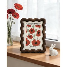 Dekoratif Fotoğraf Çerçevesi Koleksiyonu - Doğal Ahşap ve Metal Seçenekli, Modern Masaüstü ve Duvar Çerçevesi (Wavy 13X18 Cm)