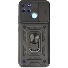Gees Global Realme C25Y Kılıf Pars Lens Yüzüklü Silikon - Siyah