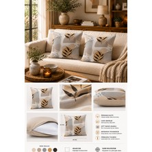 Elvoran Joy Minimalist Yaprak Desenli Çift Taraf Baskılı Dekoratif Kırlent Kılıfı 43X43 cm – Japandi & Iskandinav Tasarım