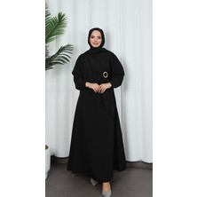 Yandan Tokalı Terikoton Elbise Siyah HNT0329