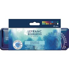 Lefranc&Bourgeois : Fine : Yarım Tablet Sulu Boya Seti : 24 Renk (Metal Kutu)