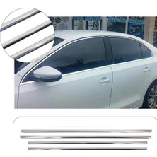 Servet Dizayn Oto Volkswagen Jetta Uyumlu 2011-2018 Krom Cam Çıtası 4 Parça Paslanmaz Çelik