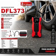 Abnturk Akü Ateşleyici Portatif Hava Kompresörü Yüksek Basınçlı Lastik Şişirme Pompası Powerbank  Özellikli Dijital Ekranlı LED Fener 150 Psı Araç Acil Durum Seti