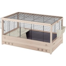 Ferplast Arena 100 Fsc Ahşap Tavşan Kafesi, Kobay, Tavşan Evi Aksesuarı Dahil, 82 x 52 x Y 46 cm