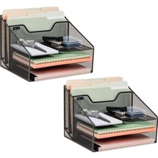 Mind Reader 2meshbox5-Blk Organizer Klasörler, Posta, Kırtasiye, Masa Aksesuarları Için 5 Masaüstü Belge Mektup Tepsisi, 2'li Paket Siyah Ağ