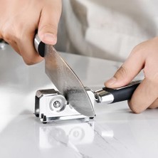 Bıçak Bileme Aparatı, Paslanmaz Çelik Masat Bıçak ve Makas Bileyici, Mutfak Bıçakları Için Manuel Keskinleştirme Aleti, Pratik Kolay Kullanımlı Bileme Aparatı