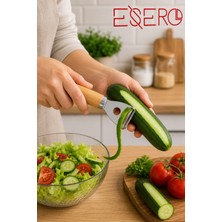 Esero Premium Çelik Sebze Soyacağı Ahşap Saplı Profesyonel Meyve Soyucu Ergonomik Mutfak Soyacak