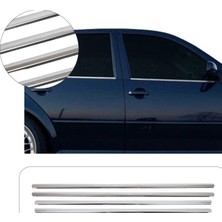 Servet Dizayn Oto Volkswagen Golf 4 Uyumlu 1998-2004 Krom Cam Çıtası 4 Parça Paslanmaz Çelik