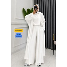 Balenbi Kadın Penye Uzun Hırka Bluz Geniş Paça Pantolon Abaya Takım 1217