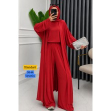 Balenbi Kadın Penye Uzun Hırka Bluz Geniş Paça Pantolon Abaya Takım 1217