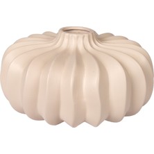 Herdekora Dekoratif Seramik Vazo Soho Yassı Krem 22X12 Cm.