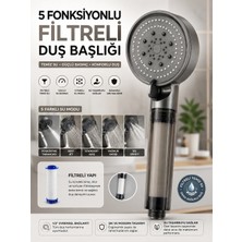 Deyhome 5 Fonksiyonlu Filtreli Duş Başlığı Mat Antrasit Gri – 1 Adet  Filtre Dahil