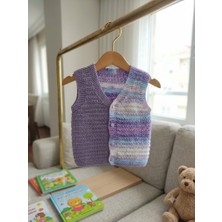 Erca Home Tekstil Ürünleri El Örgüsü Kaliteli  Cotton Ip Kız Yelek 4 /5 Yaş Kız Çocuk Yelek
