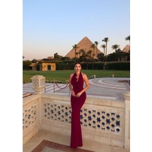 Esra Helvacı Halter Yaka Organze Çiçekli Elbise E.h Collection