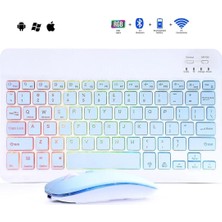 Tastech Tmk-09 Şarjlı Rgb Işıklı 2.4ghz USB Wireless Kablosuz ve Bluetooth Klavye Mouse Seti Tablet-Telefon-Ipad ile Uyumlu Türkçe