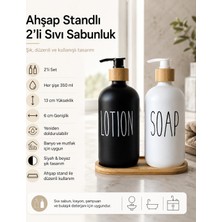PratikBir Ahşap Standlı 2'li Sıvı Sabunluk