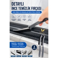 Visluna ( 2 Adet ) Ince Temizlik Detay Fırçası - Banyo, Mutfak, Balkon, Klozet, Lavabo, Davlumbaz Temizleme Fırçası