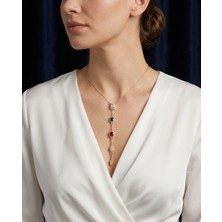 Mia Donna Jewelry Mia Donna Yeşil Kırmızı Kristal Çelik Kolye