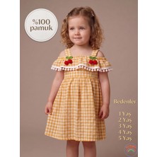 KET Baby Kirazlı Pötikareli Kız Çocuk Elbise | 1-5 Yaş Yazlık Konfor Serisi
