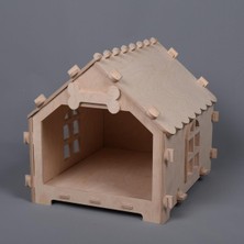 Wood-Y Ahşap Köpek Kulübesi (60CM x 75CM x 65CM) 0,9mm Huş Ağacı Marin Kontraplak, Hediye Isimlik, Ham Veya Boyanmış Tercih