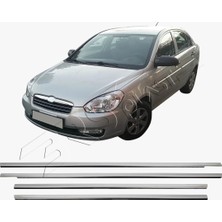 Servet Dizayn Oto Hyundai Accent Era Uyumlu 2005-2011 Krom Cam Çıtası 4 Parça Paslanmaz Çelik