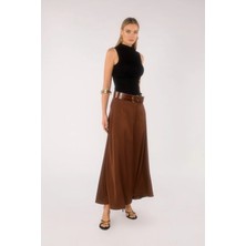 Glenda Kahverengi Maxi Boy Saten Etek