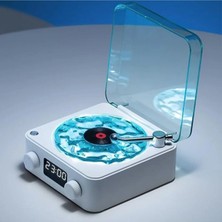 Tastech Nostalji Plak Çalar Tasarımlı Bluetooth Hoparlör Subwoofer 3D Ses Dalgası Retro Müzik Plak Çalar