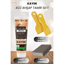 Nublado 4'lü Kayın Ahşap ve Duvar Tamir Seti 125 ml Dolgu Macunu 2 Adet Plastik Spatula 1 Kübik Zımpara