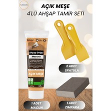 Nublado 4'lü Açık Meşe Ahşap ve Duvar Tamir Seti 125 ml Dolgu Macunu 2 Adet Plastik Spatula 1 Kübik Zımpara