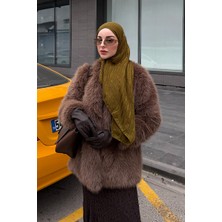 Camellia Scarfs Italyan Jakar Şal Dalga Desen - Yağ Yeşili