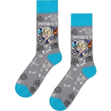 Carnaval Socks Einstein Fizik Formülleri Desenli Gri Mavi Unisex Soket Çorap