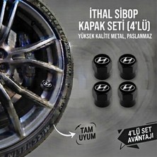 Aksefuar Lazer Hyundai ile Uyumlu Logolu Alüminyum Siyah Altıgen Sibop Kapak Seti