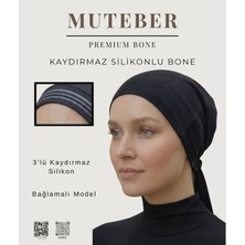 Muteber Bone Kaydırmaz Silikonlu Bone - Önü Çift Kat - Bağlamalı Model - Rahat Iç Bone