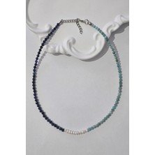 c-bhadu naturel Sertifikalı Gerçek Inci, 3 mm Amazonit, Lapis Lazuli Doğaltaş Kolye