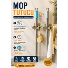 Visluna ( 3 Adet ) Mop Tutucu Fırça Sapı Tutucu Pratik Banyo Fayans Yapışkanlı Duvar Askı Aparatı Sihirli Tutacak
