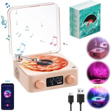 Tastech Nostalji Plak Çalar Tasarımlı Bluetooth Hoparlör Subwoofer 3D Ses Dalgası Retro Müzik Plak Çalar
